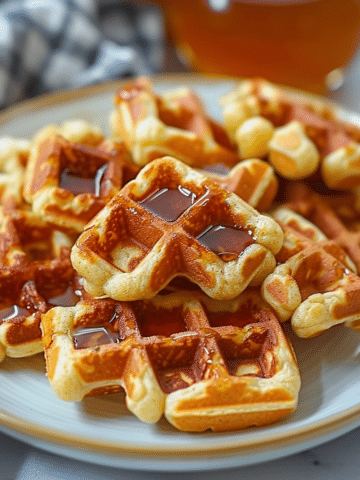 Cornbread Waffle Bites with Honey Butter Syrup