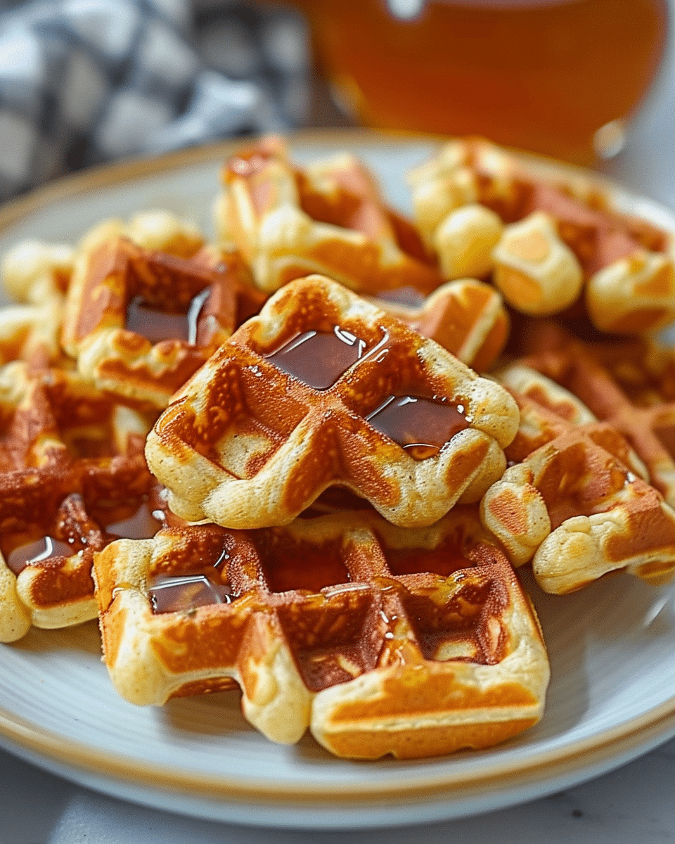 Cornbread Waffle Bites with Honey Butter Syrup