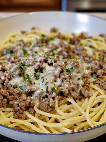 Garlic Parmesan Beef & Spaghetti Pasta