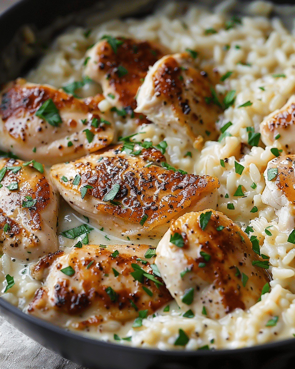 One-Pan Creamy Parmesan Chicken & Rice