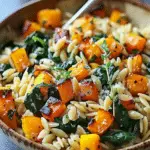 Orzo with Roasted Butternut Squash and Spinach