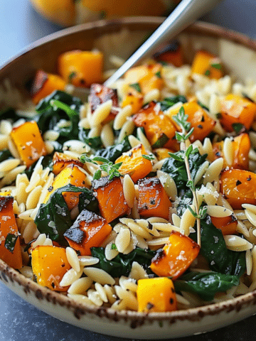 Orzo with Roasted Butternut Squash and Spinach