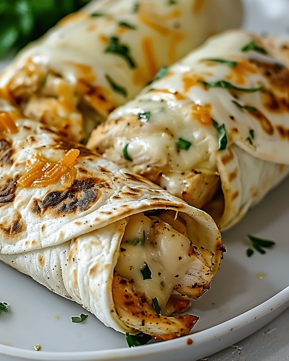 Cheesy Garlic Chicken Wraps