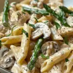 Creamy Mushroom and Asparagus Chicken Penne