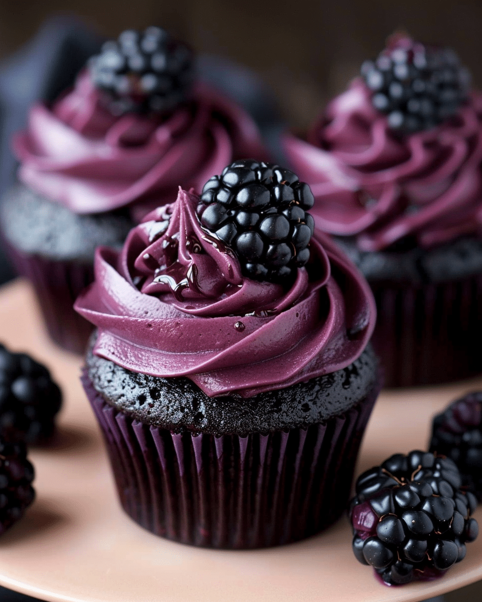 Dark Chocolate Blackberry Cupcakes