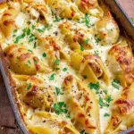 Garlic Butter Chicken Alfredo Stuffed Shells