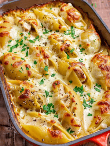 Garlic Butter Chicken Alfredo Stuffed Shells