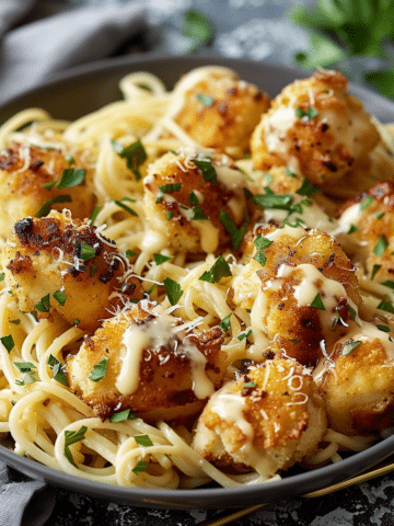 Garlic Butter Chicken Bites with Creamy Parmesan Pasta