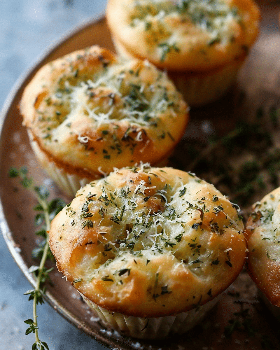 Garlic Butter Herb Focaccia Muffins