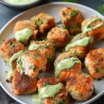 Golden Baked Salmon Bites with Velvety Avocado Drizzle