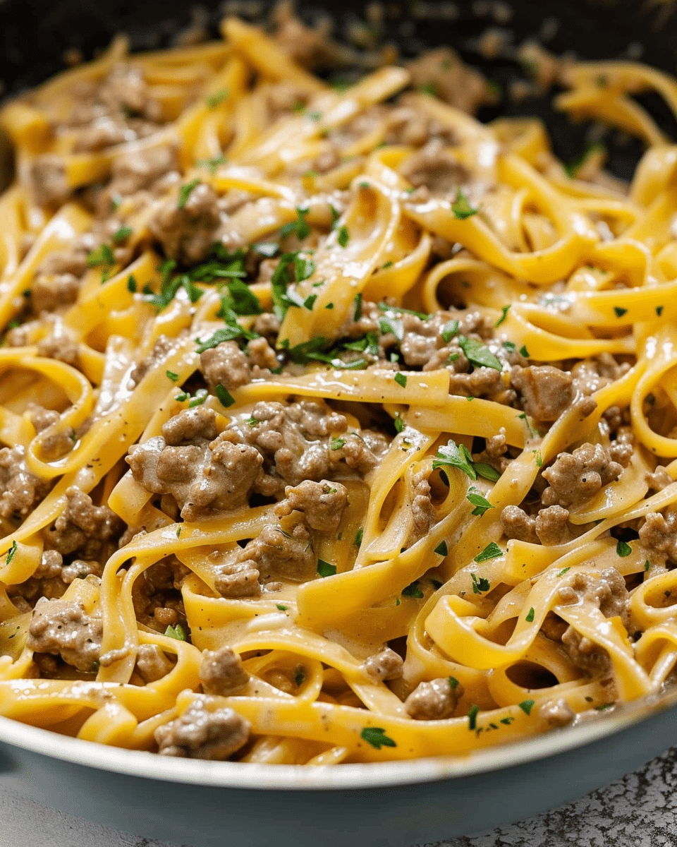 One-Pot Creamy Beef and Garlic Butter Pasta