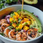 Shrimp and Avocado Bowls with Mango Salsa & Lime-Chili Sauce