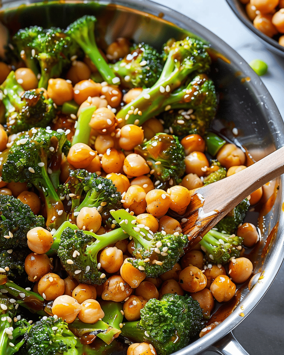 Sticky Sesame Chickpeas & Broccoli