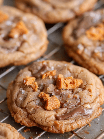 Thick and Chewy Peanut Butter Butterfinger Cookies