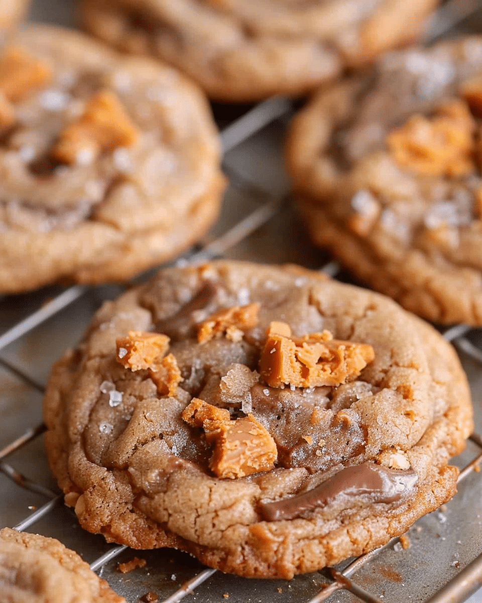 Thick and Chewy Peanut Butter Butterfinger Cookies