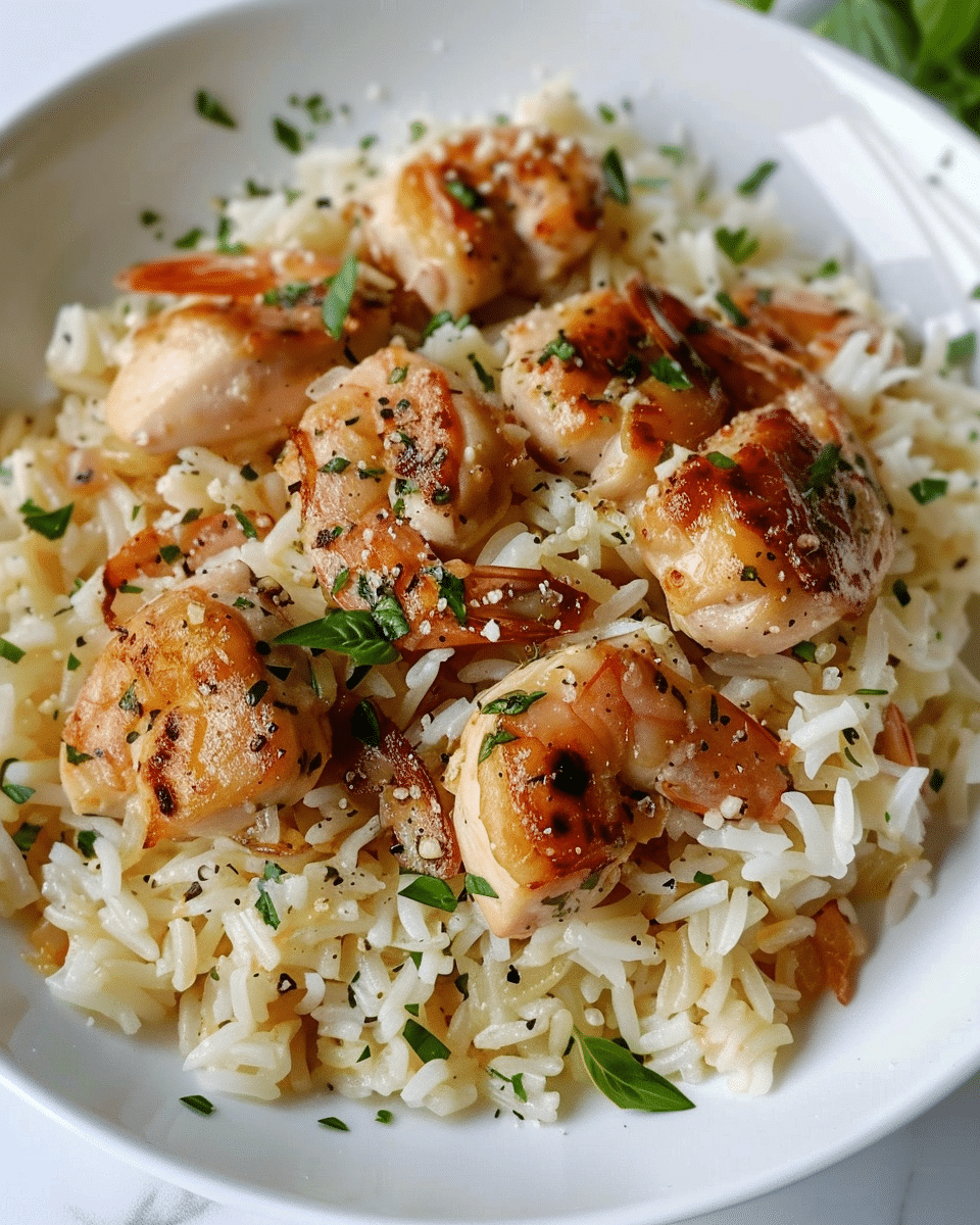 Chicken Scampi with Garlic Parmesan Rice