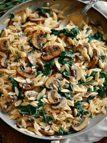 30-Minute One-Pan Creamy Spinach and Mushroom Orzo