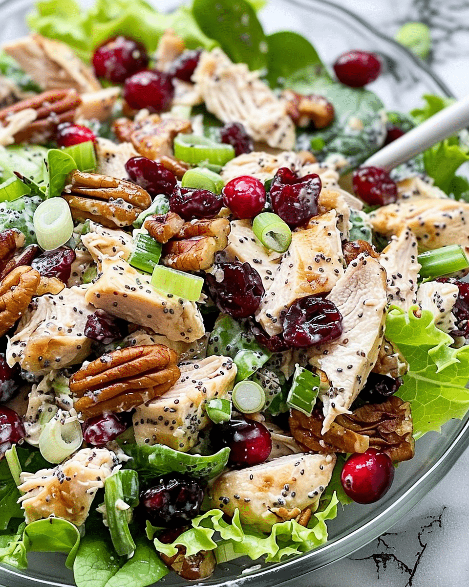 Cranberry Pecan Chicken Salad with Poppy Seed Dressing