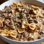 Creamy Beef and Bowtie Pasta