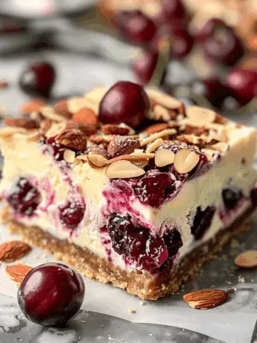 Creamy Cherry Almond Cheesecake Bars