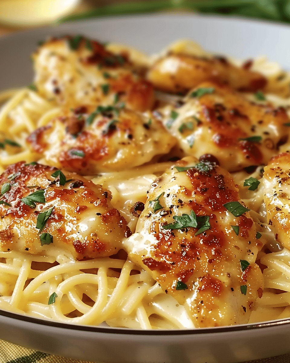 Creamy Parmesan Pasta with Sautéed Garlic Butter Chicken
