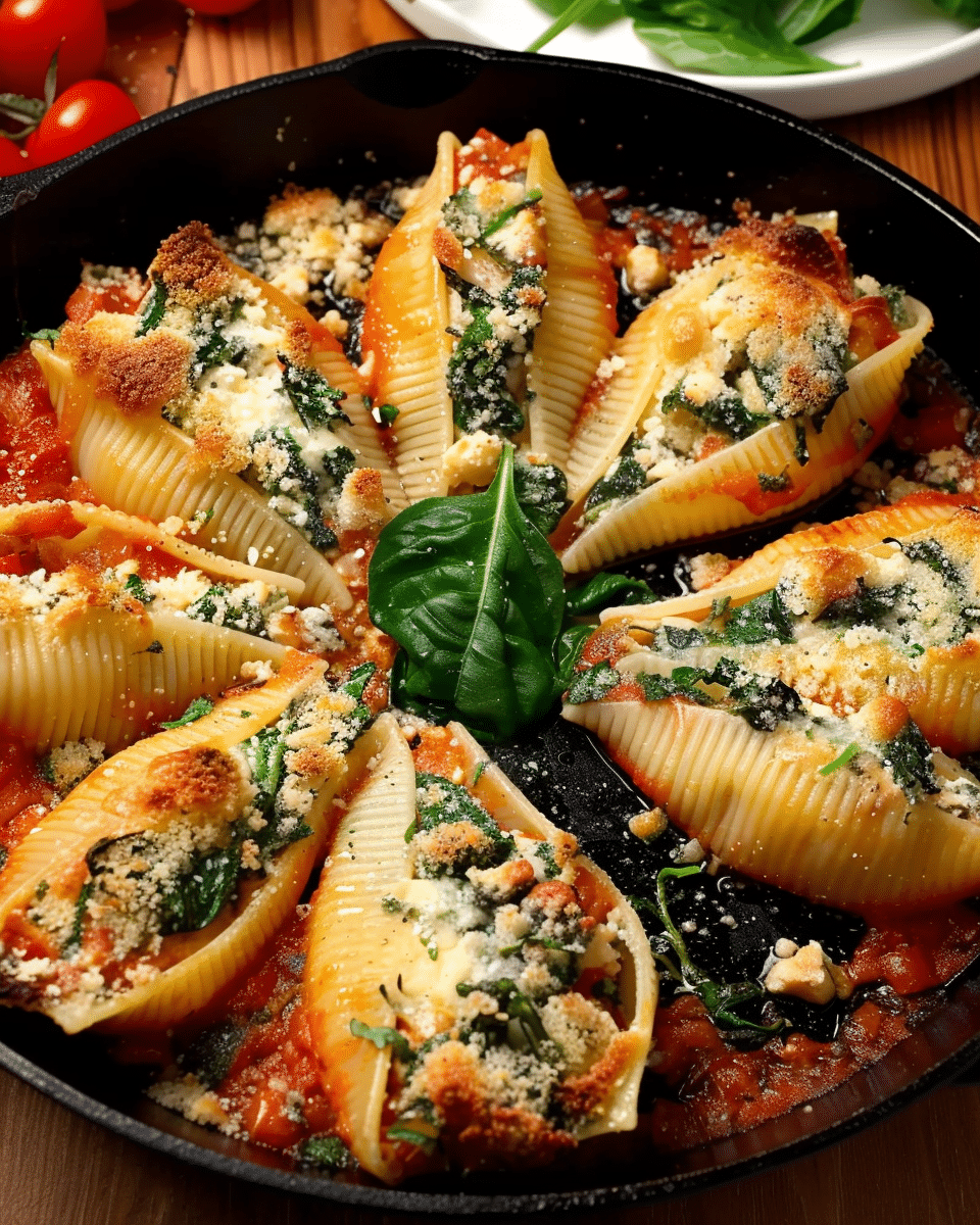 Creamy Spinach and Ricotta Stuffed Pasta Shells
