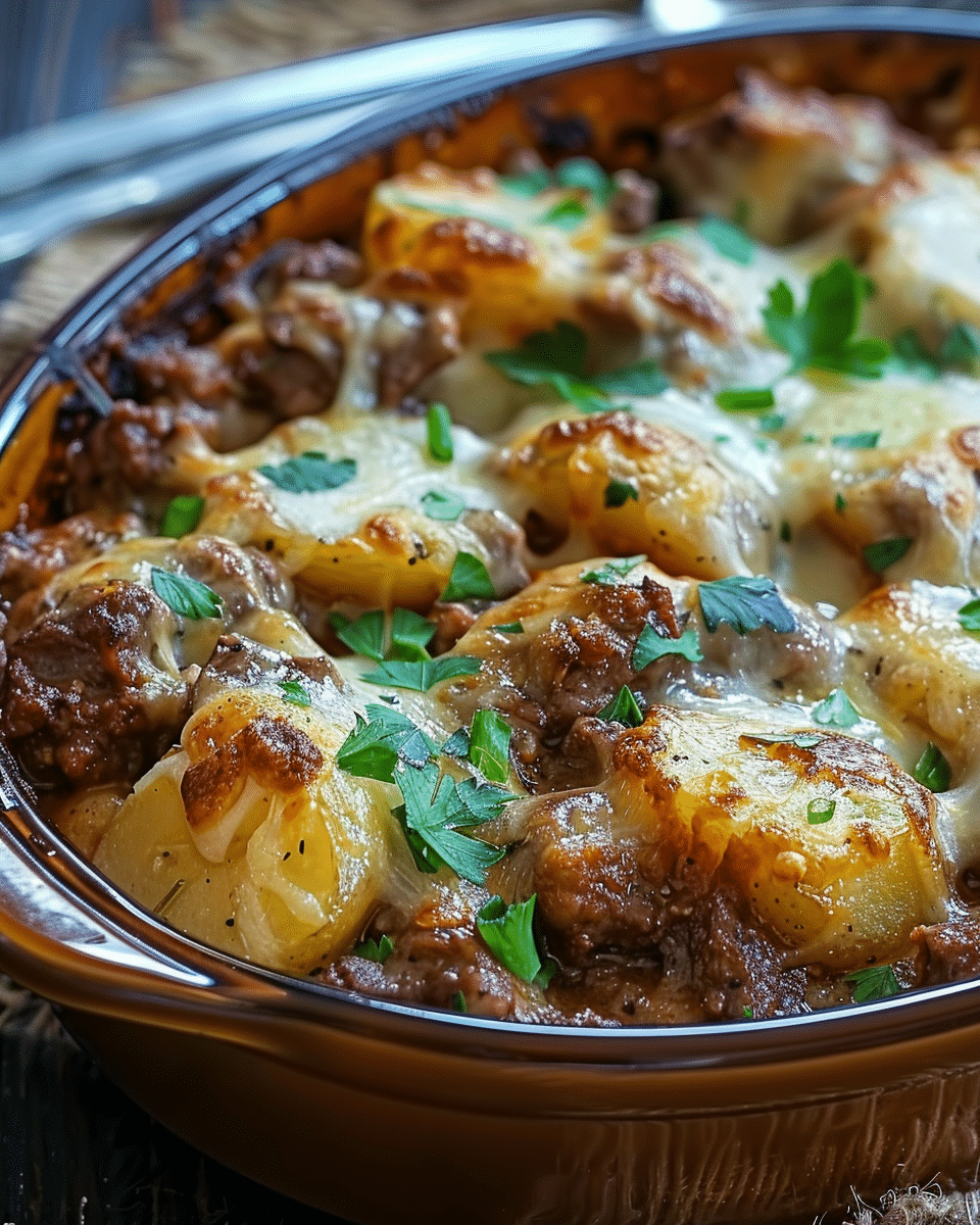 Crockpot Loaded Beef and Potato Bake
