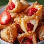 Deep-Fried Strawberry Cheesecake Stuffed Wonton Bites