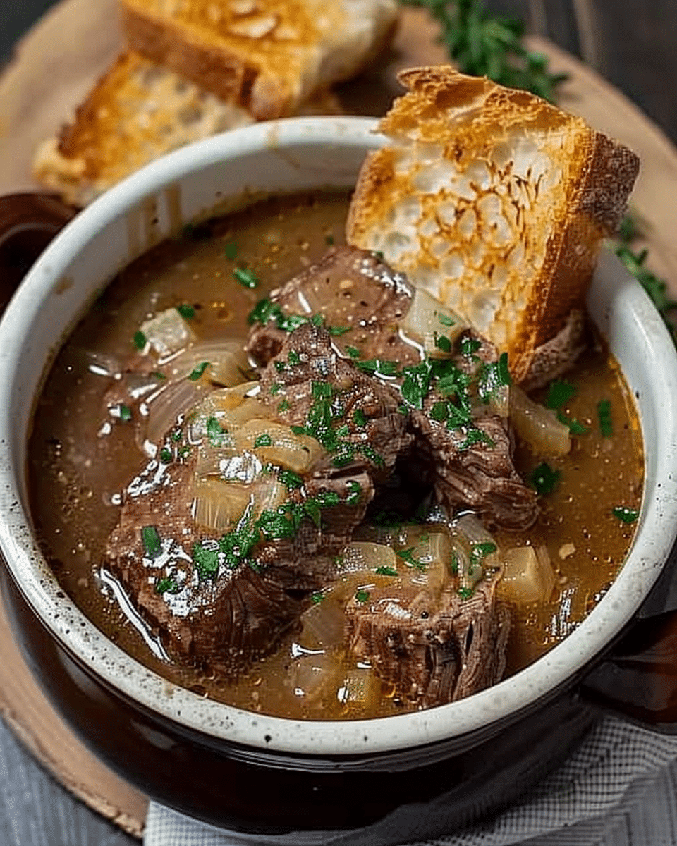 French Onion Beef Short Rib Soup