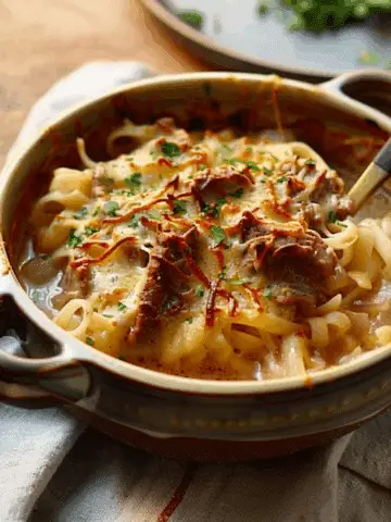 French Onion Beef and Noodles