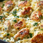 Garlic Butter Chicken Orzo with Cheese