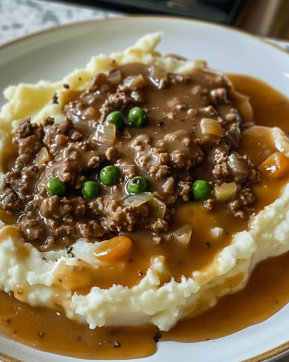 Hearty Homestyle Beef and Gravy with Mashed Potatoes