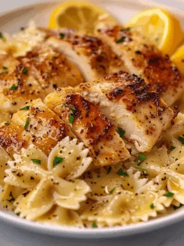 Lemon Garlic Chicken with Parmesan Bowtie Pasta