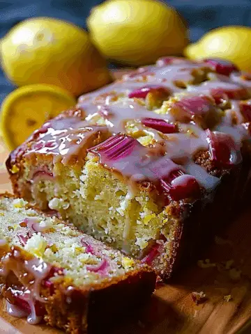 Lemon Rhubarb Loaf with Glaze
