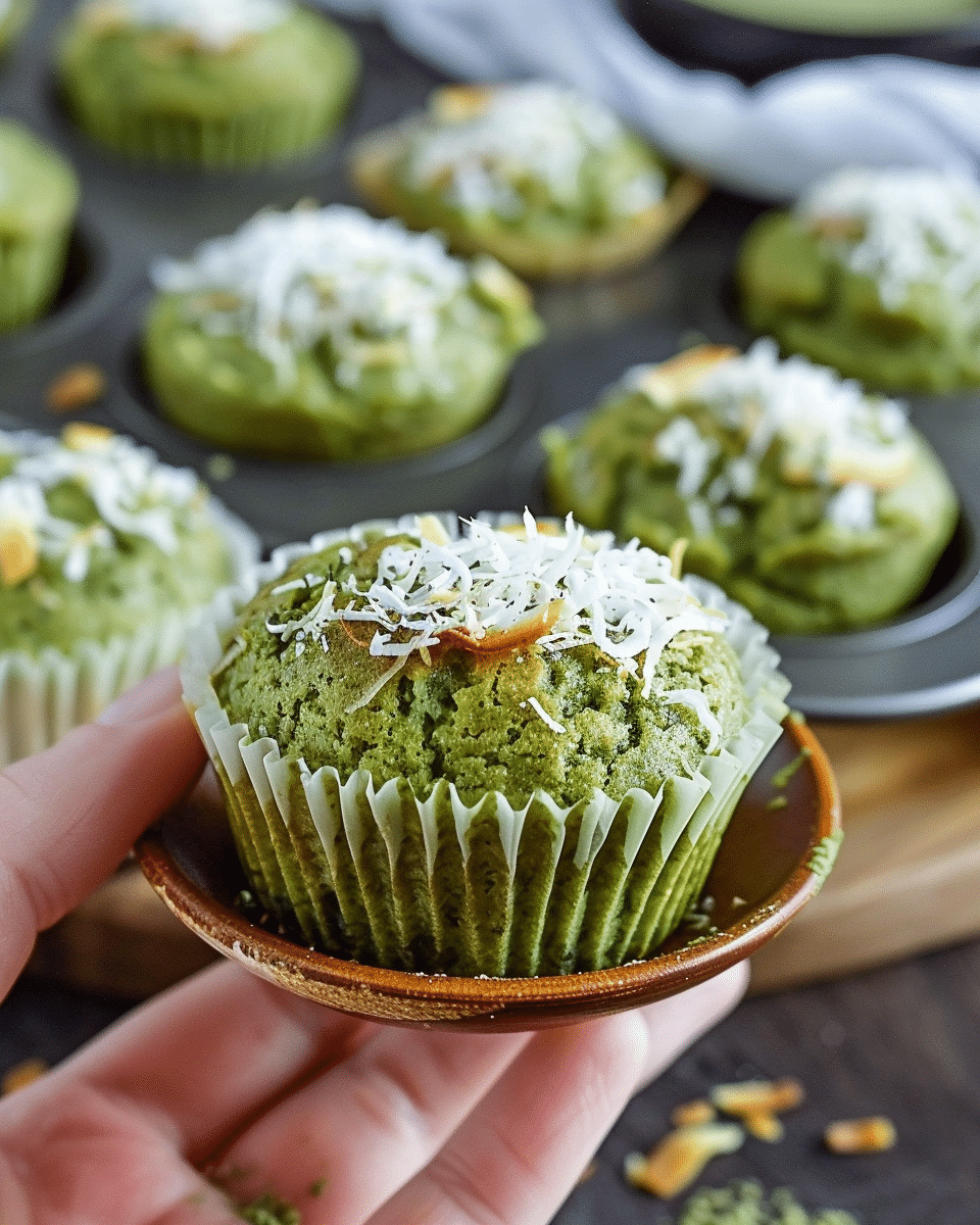 Matcha Banana Coconut Muffins