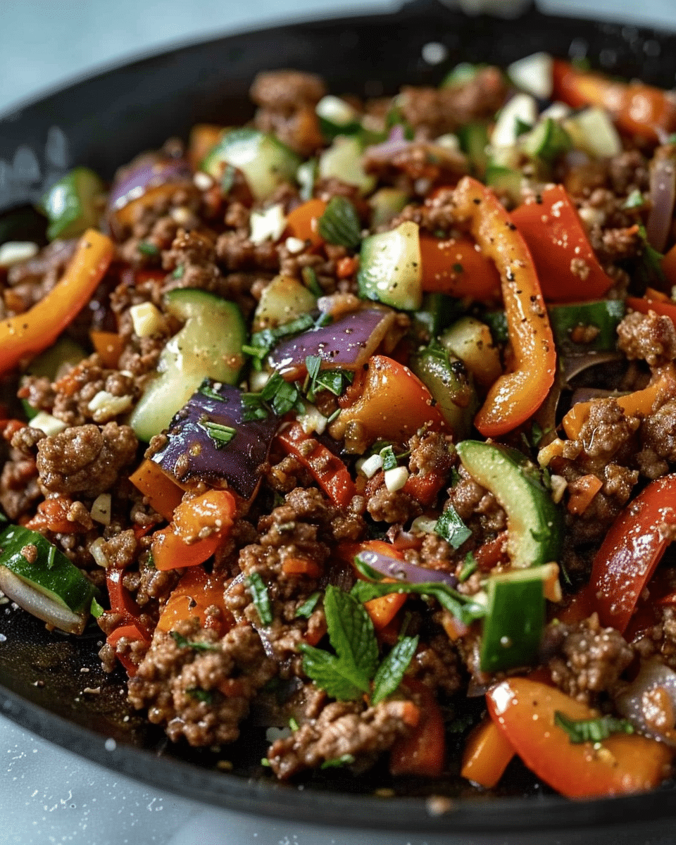 Mediterranean Ground Beef Stir Fry