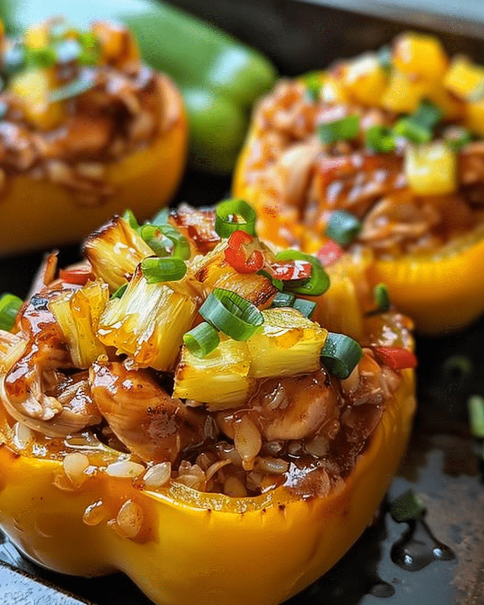 Pineapple Teriyaki Chicken Stuffed Bell Pepper