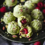 Pistachio Truffles with Raspberries