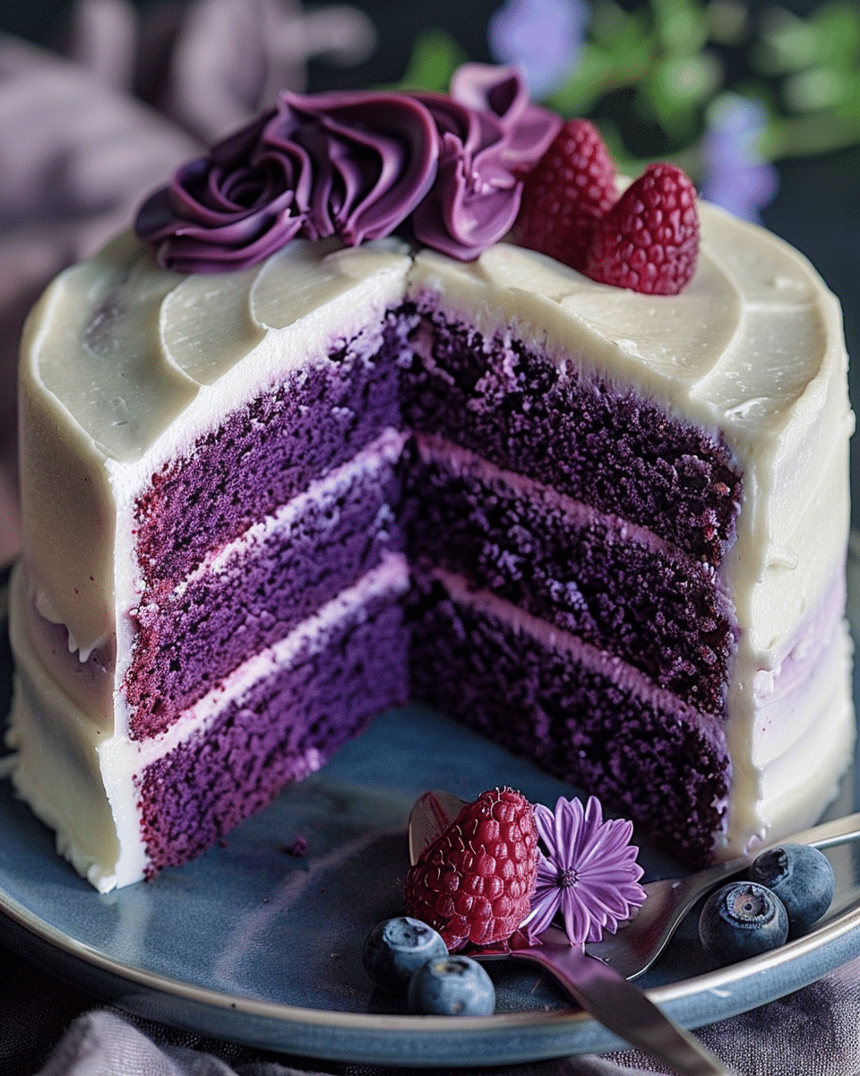 Purple Velvet Cake with Cream Cheese Frosting