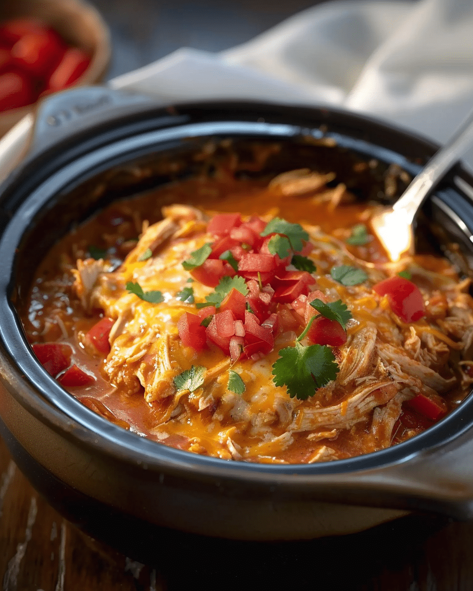 Slow Cooker Chicken Enchilada Casserole