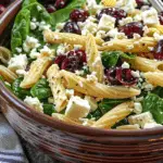 Spinach Pasta Salad with Feta and Cranberries