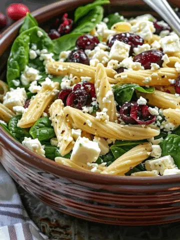Spinach Pasta Salad with Feta and Cranberries