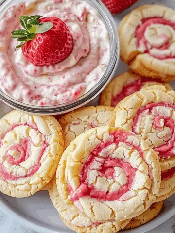 Strawberry Banana Pudding Cookies with Cheesecake Dip