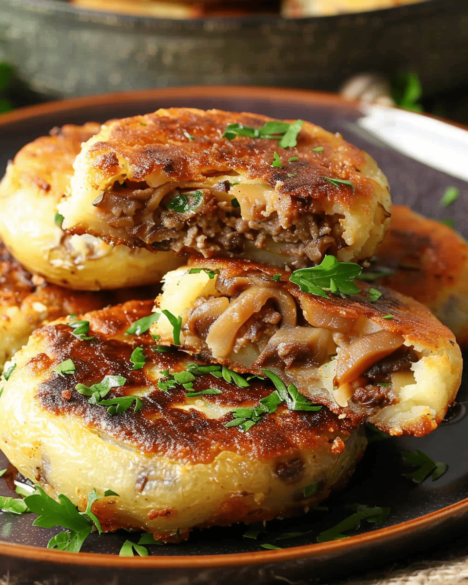 Stuffed Potato Cakes (Meat, Mushrooms)