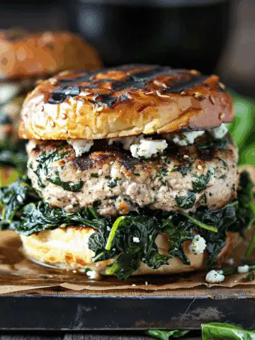 Turkey Spinach Feta Burgers