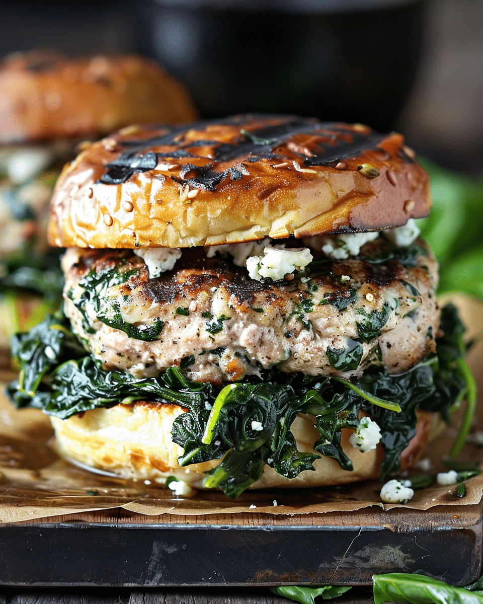 Turkey Spinach Feta Burgers