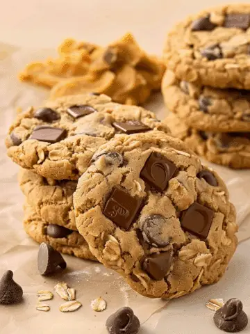 5-Ingredient Peanut Butter Oatmeal Chocolate Chip Cookies