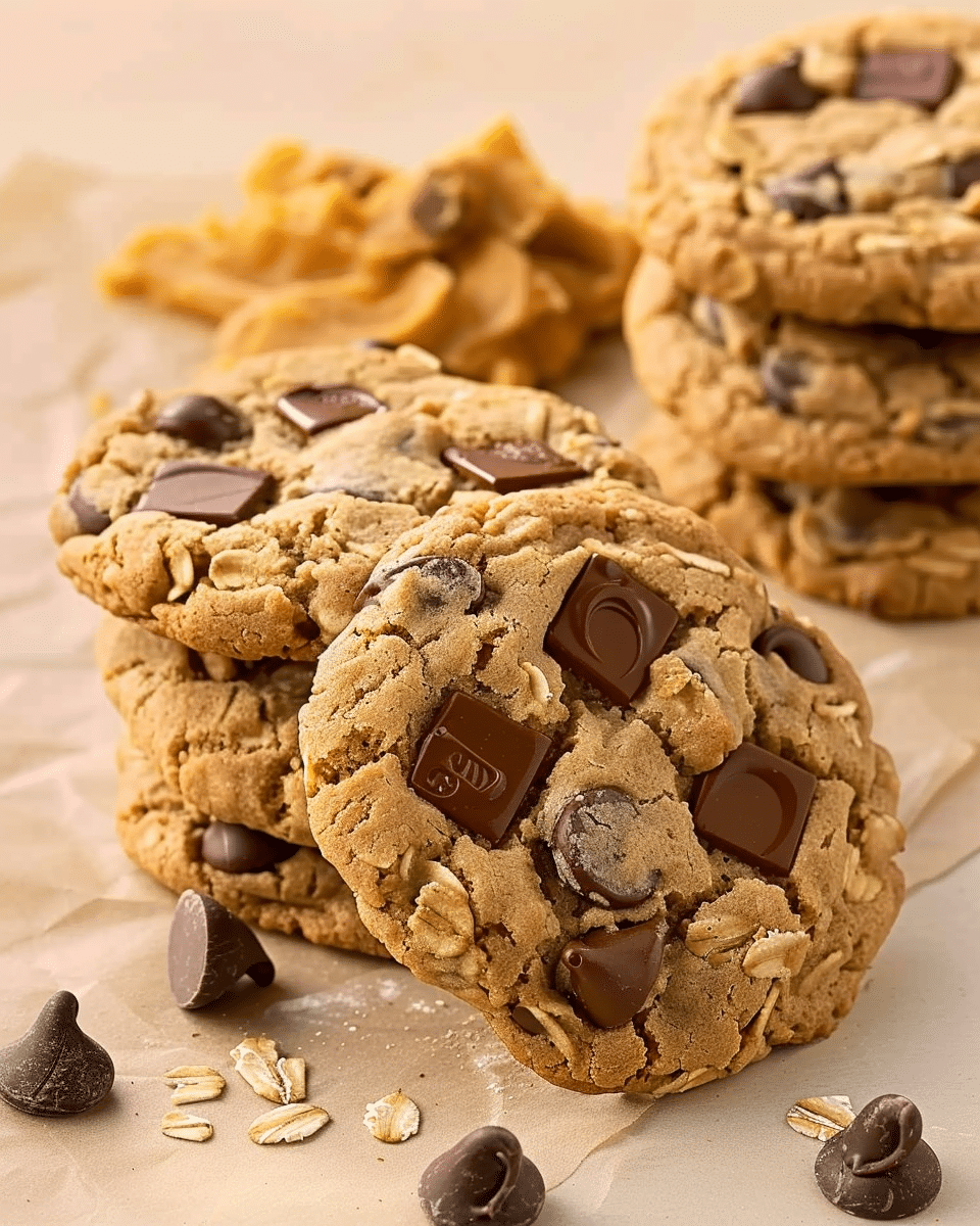 5-Ingredient Peanut Butter Oatmeal Chocolate Chip Cookies