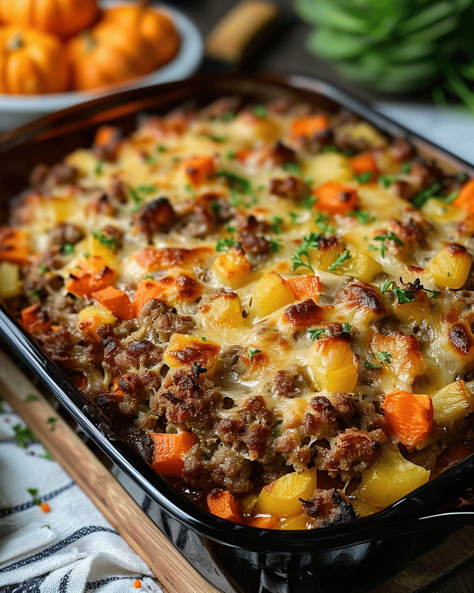 Amish Hamburger & Fall Veggies Bake