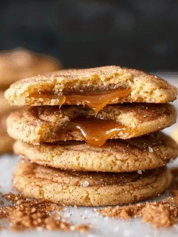 Caramel Stuffed Snickerdoodle Cookies
